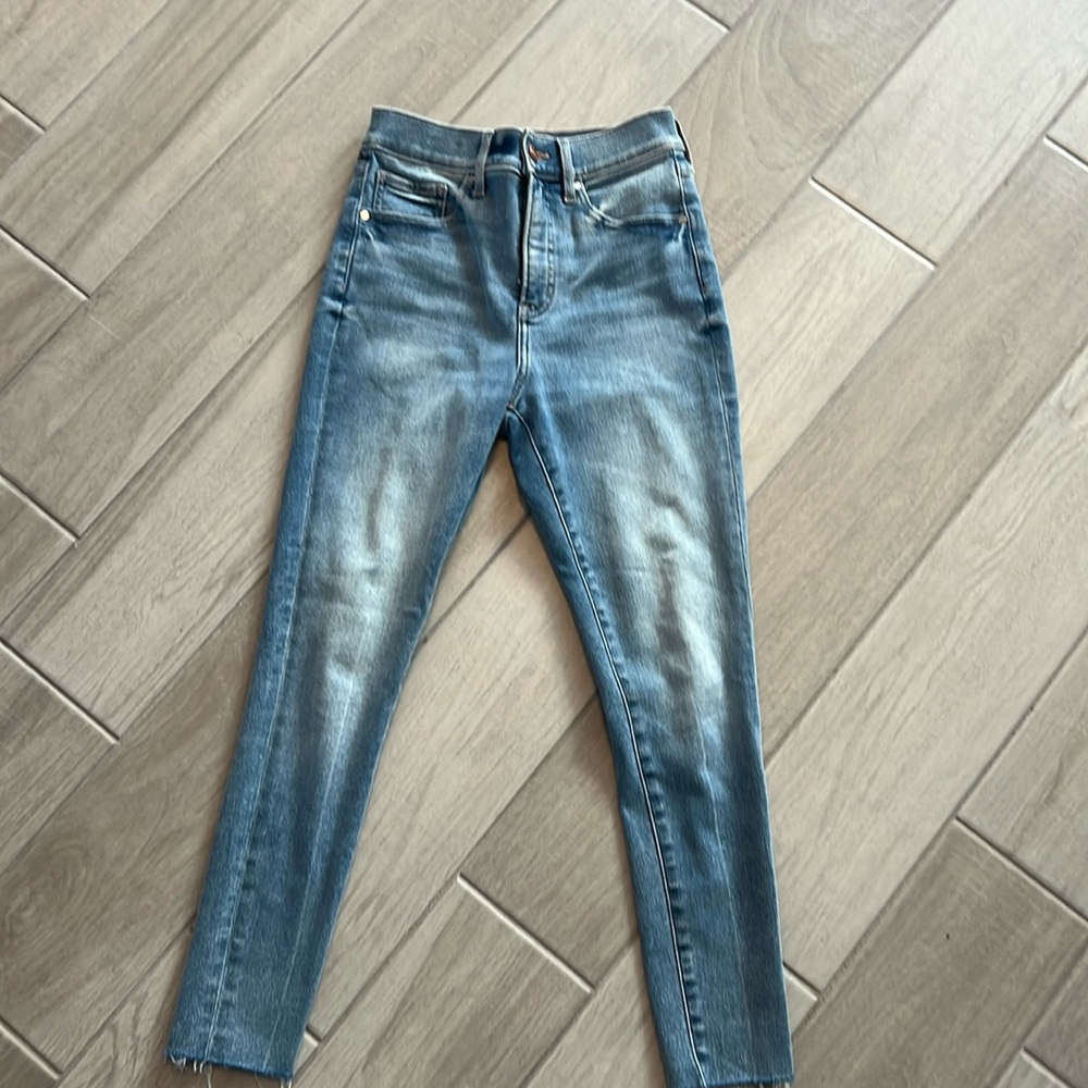 High rise skinny size 0 short light blue